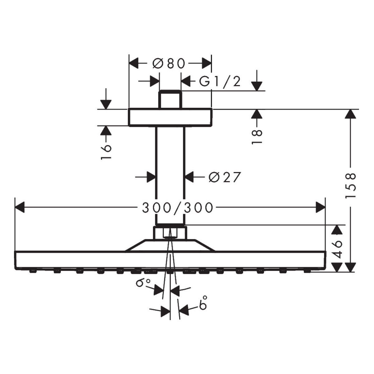 26250000 Hansgrohe Raindance E 300 1jet nadglavna prha