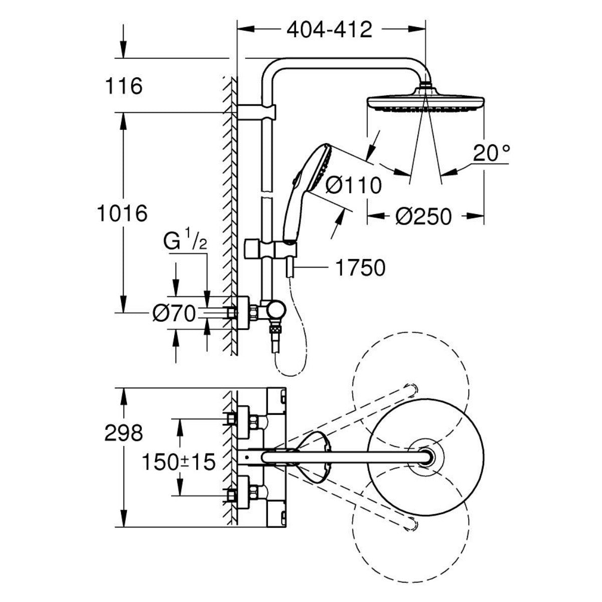 266772431 Grohe Vitalio Start 250 termostatska armatura s tuš setom
