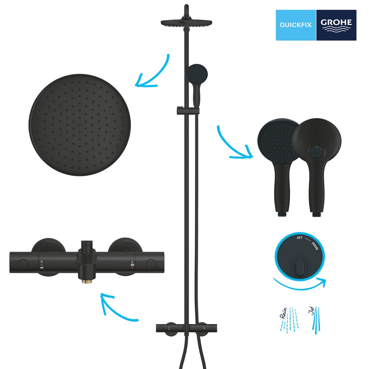 269882431 GROHE Vitalio Start 250 termostatska armatura za kad s tuš setom