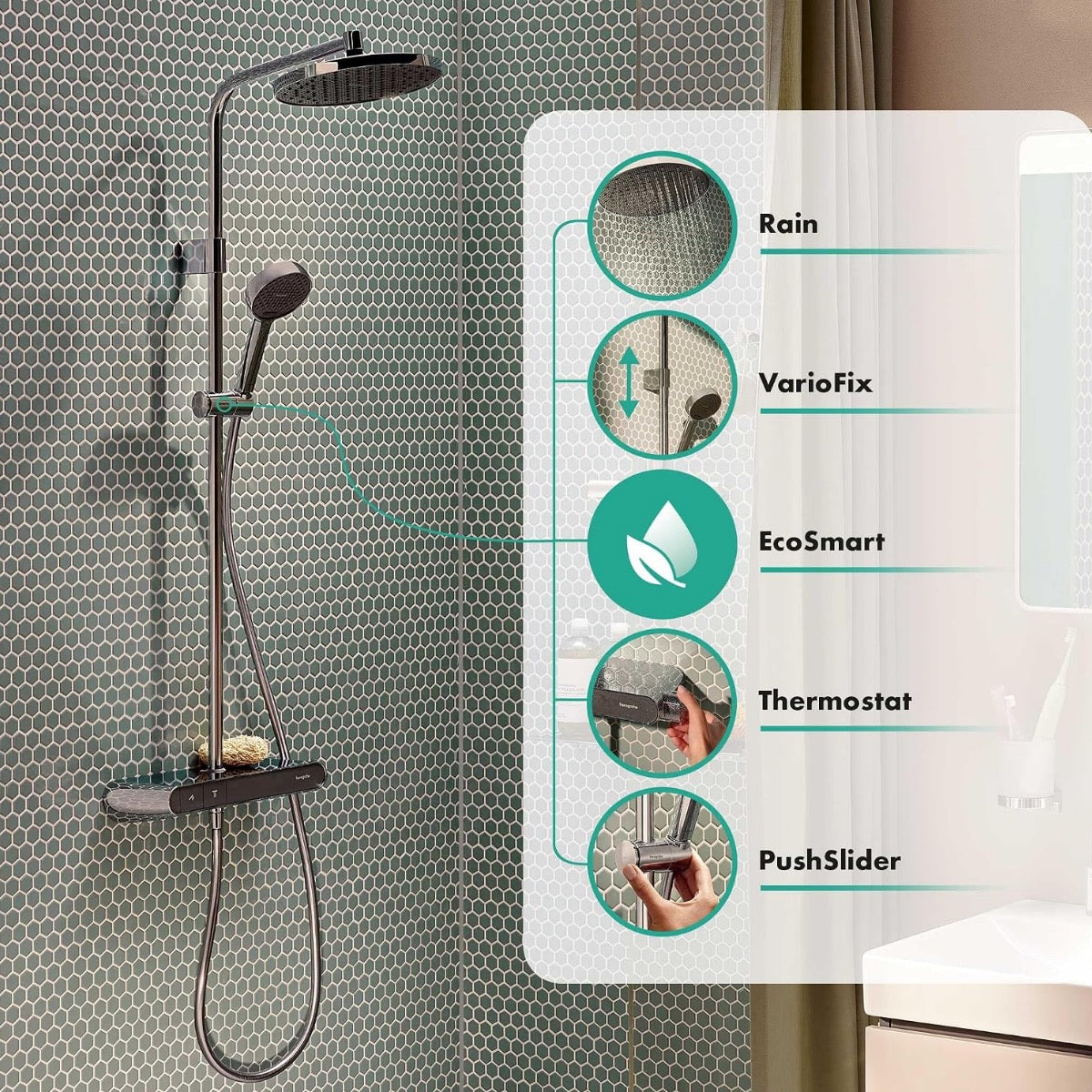 28638000 Hansgrohe Activera S 240 1jet EcoSmart stenska termostatska armatura s tuš setom