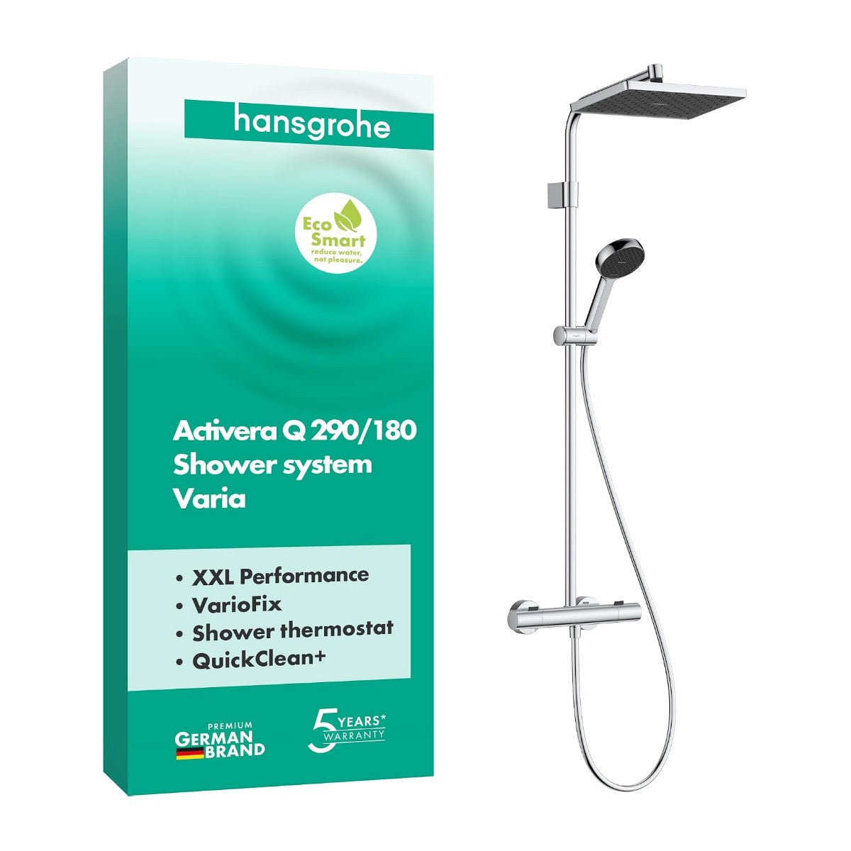 28748000 Hansgrohe Activera Q 290/180 EcoSmart 1jet stenska termostatska armatura s tuš setom