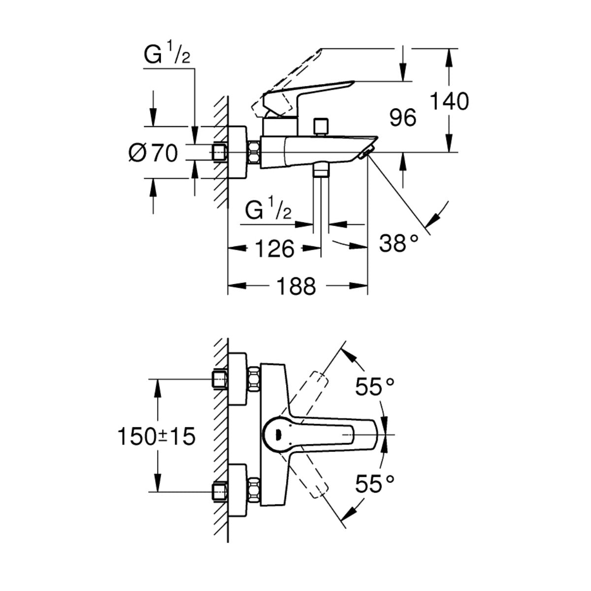 322782432 Grohe Start stenska armatura za kad
