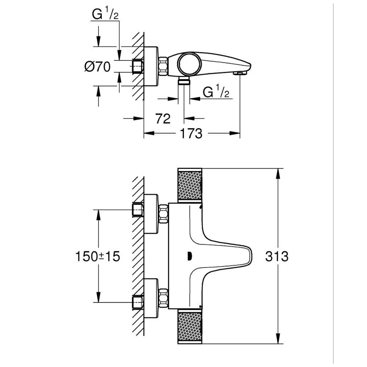 34788000 Grohe Precision Feel stenska termostatska armatura za kad