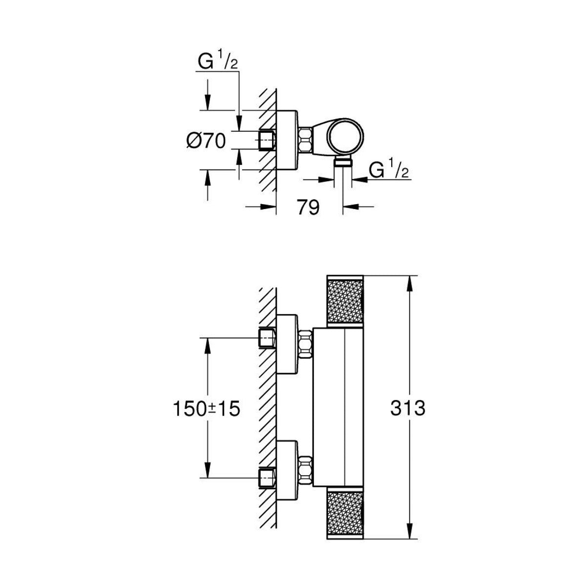 34790000 Grohe Precision Feel stenska termostatska armatura za tuš