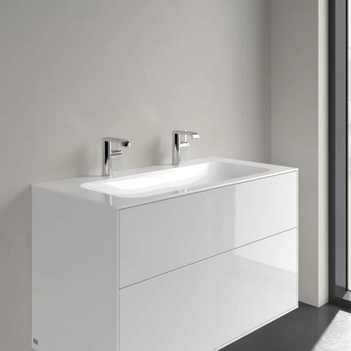 4164A1R1 Villeroy & Boch Finion Vanity CeramicPlus 100 x 50 cm vgradni keramični umivalnik z 2 odprtinama za armaturo