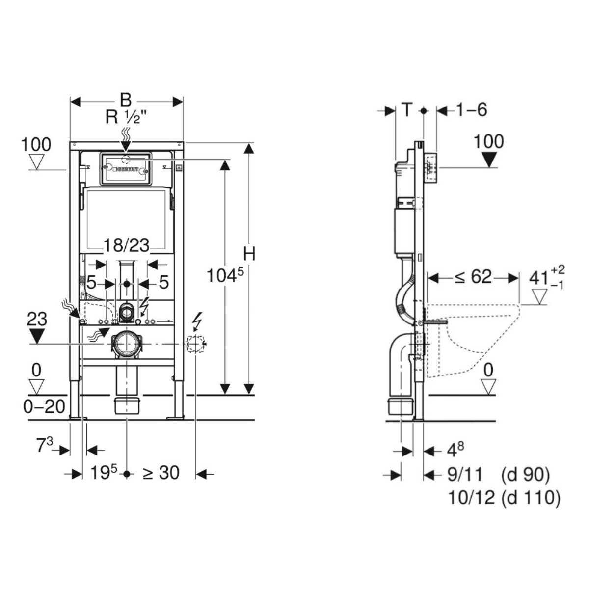 SIKOGEDVBOND20W Villeroy & Boch WC školjka s kompletom Geberit Duofix 458.103.00.1 Delta20