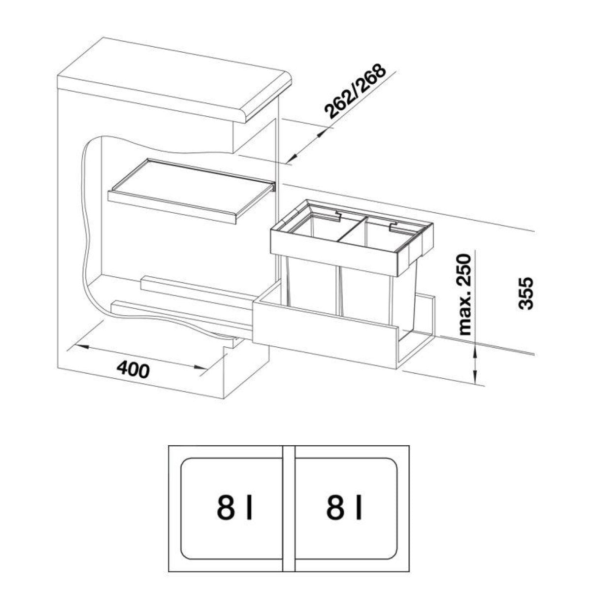 521467 Blanco Flexon II 30/2, 2 x 8l sorter odpadkov