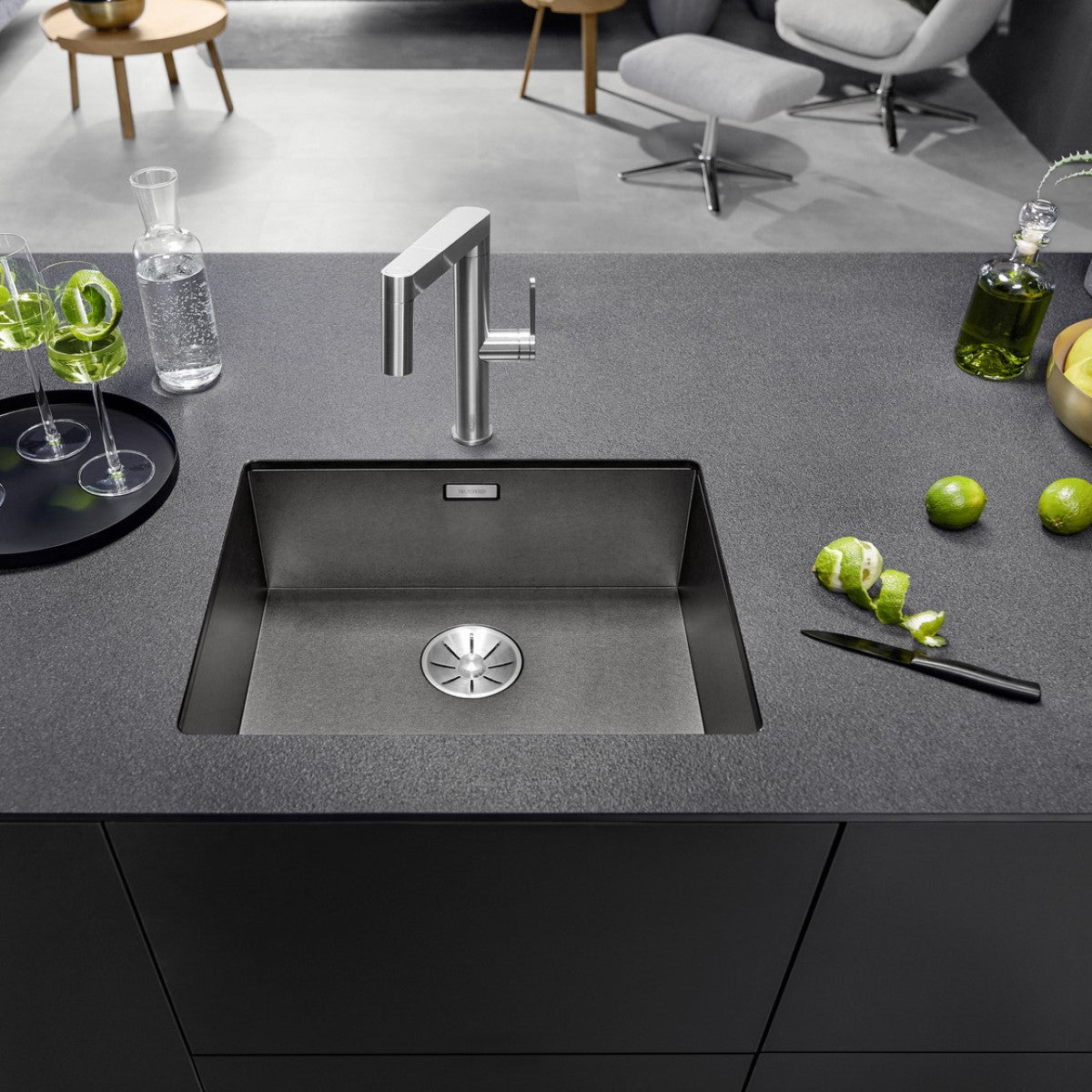 526243 Blanco Zerox 500-U Dark steel pomivalno korito iz nerjavnega jekla