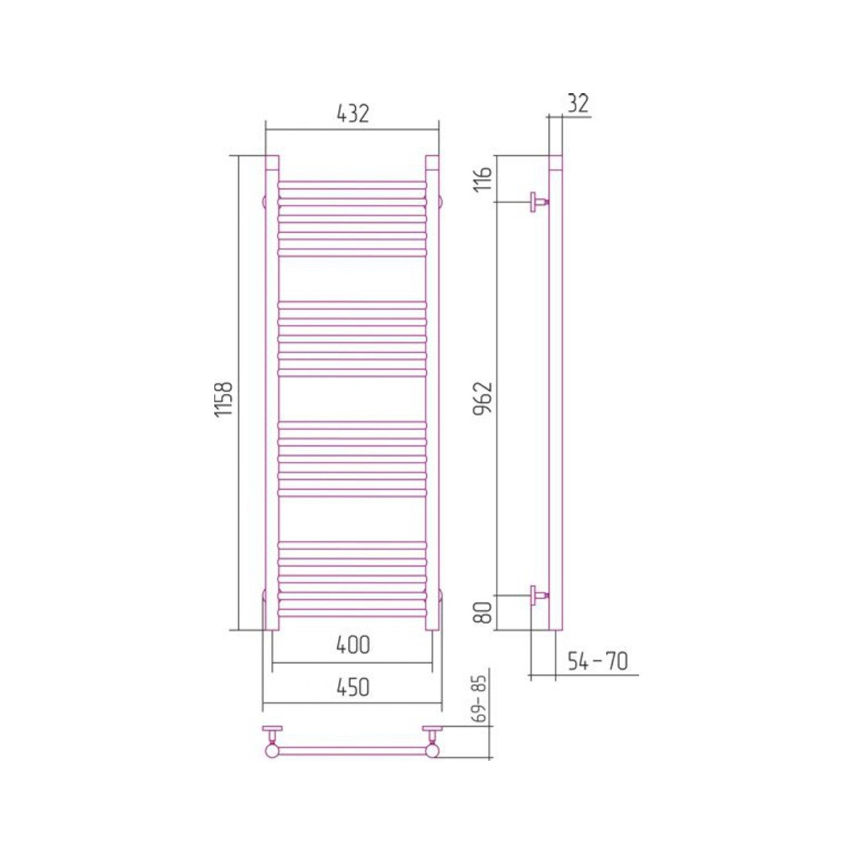 53209 House Level Bohemia 116 cm x 45 cm kopalniški radiator univerzalni