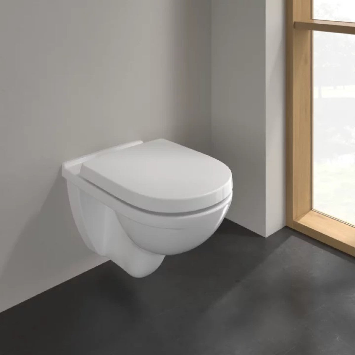 5660H1R1 Villeroy & Boch O.novo Combi-Pack CeramicPlus viseča WC školjka z WC desko s počasnim zapiranjem