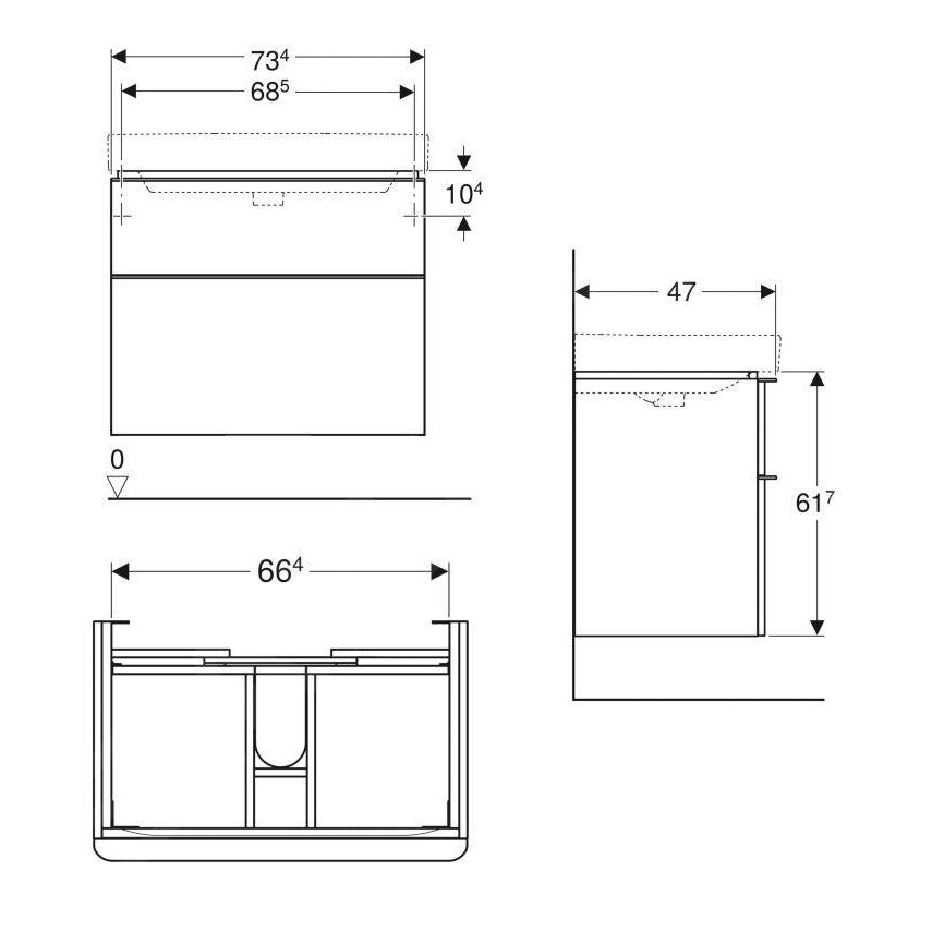 500.353.00.1 Geberit Smyle Square 73 x 47 cm omarica za umivalnik