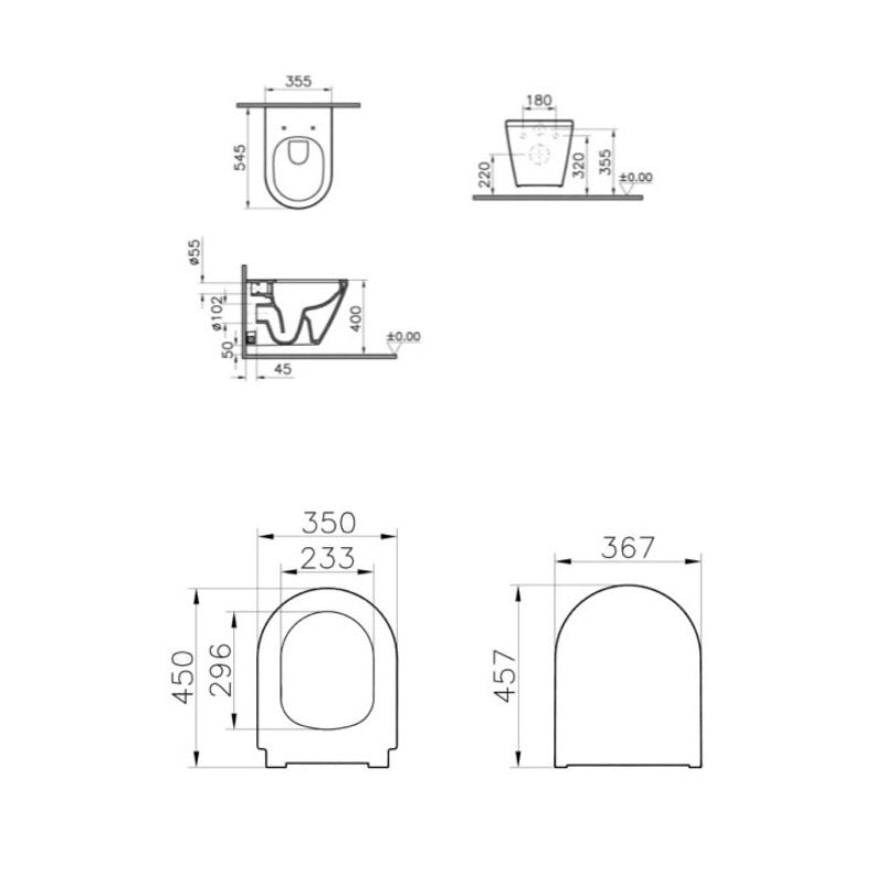 7041-083-6285 Vitra Integra viseča brezrobna WC školjka z WC desko s počasnim zapiranjem