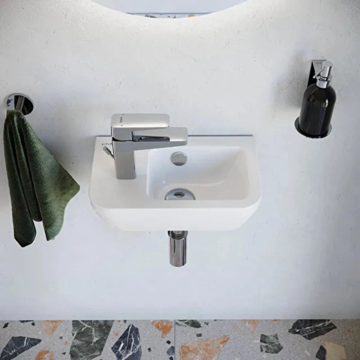 7090-003-0028 Vitra Integra 37 x 22 cm leva izvedba keramični umivalnik z odprtino za armaturo