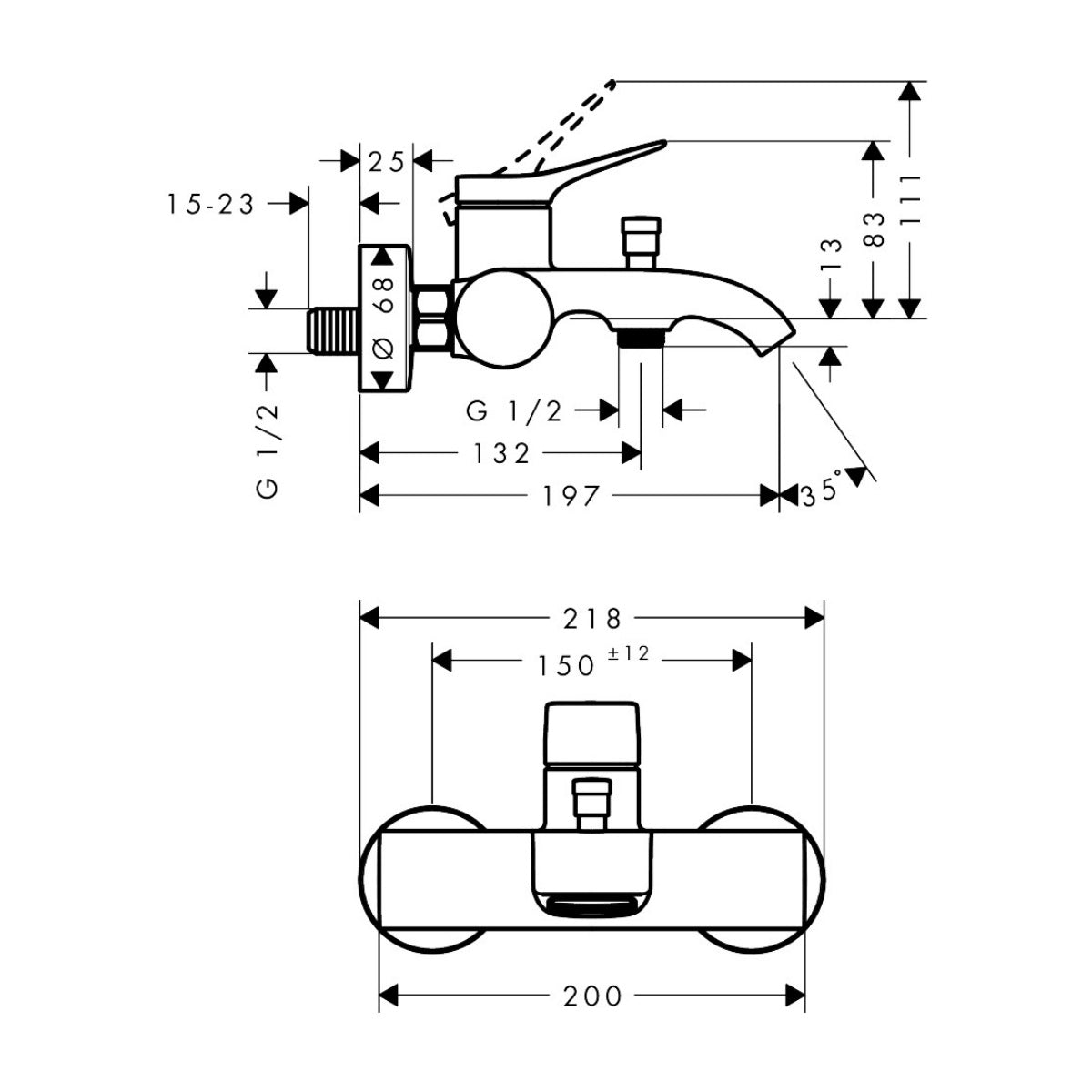 75423670 Hansgrohe Vivenis stenska armatura za kad črna