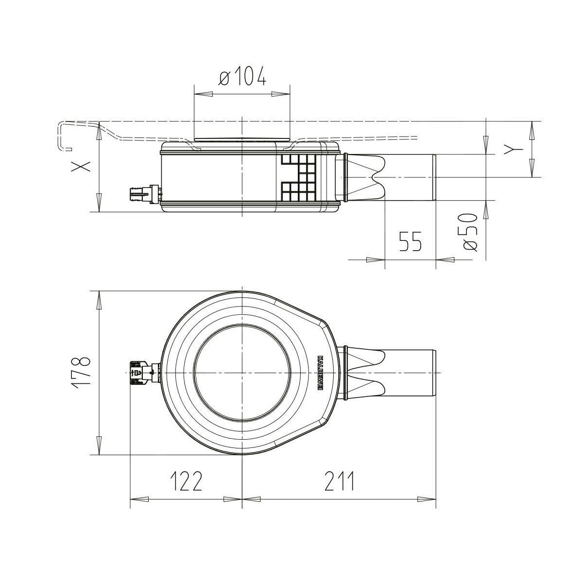 687772560999 Kaldewei KA 90 4103 nizki sifon za tuš kad 90 mm