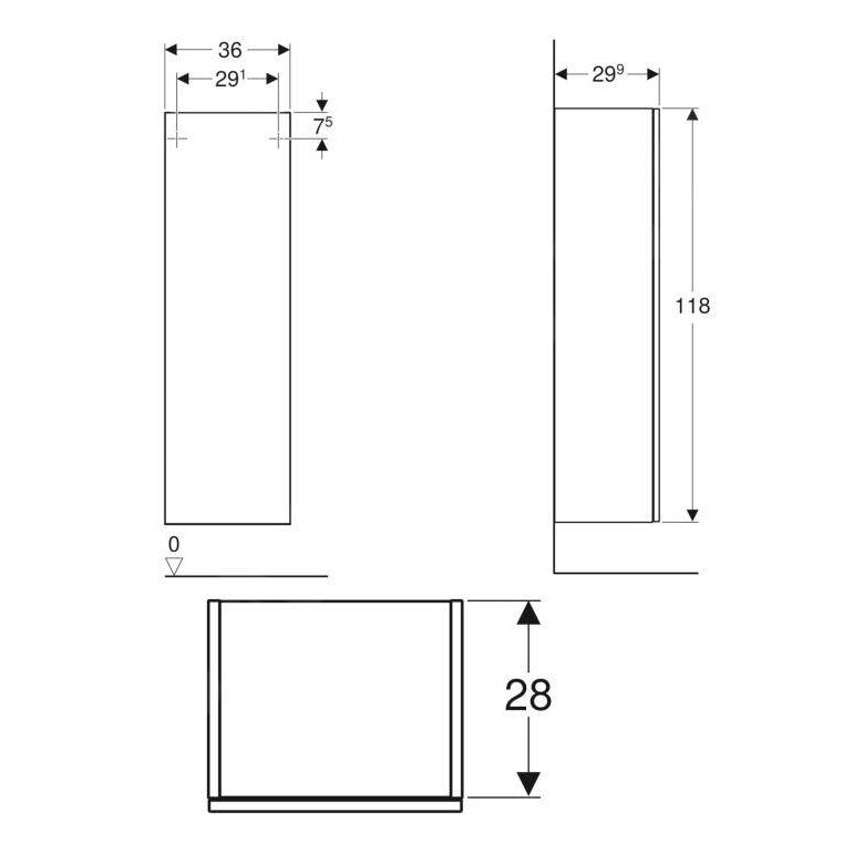 500.361.00.1 Geberit Smyle Square 118 x 36 x 30 cm visoka stranska omara