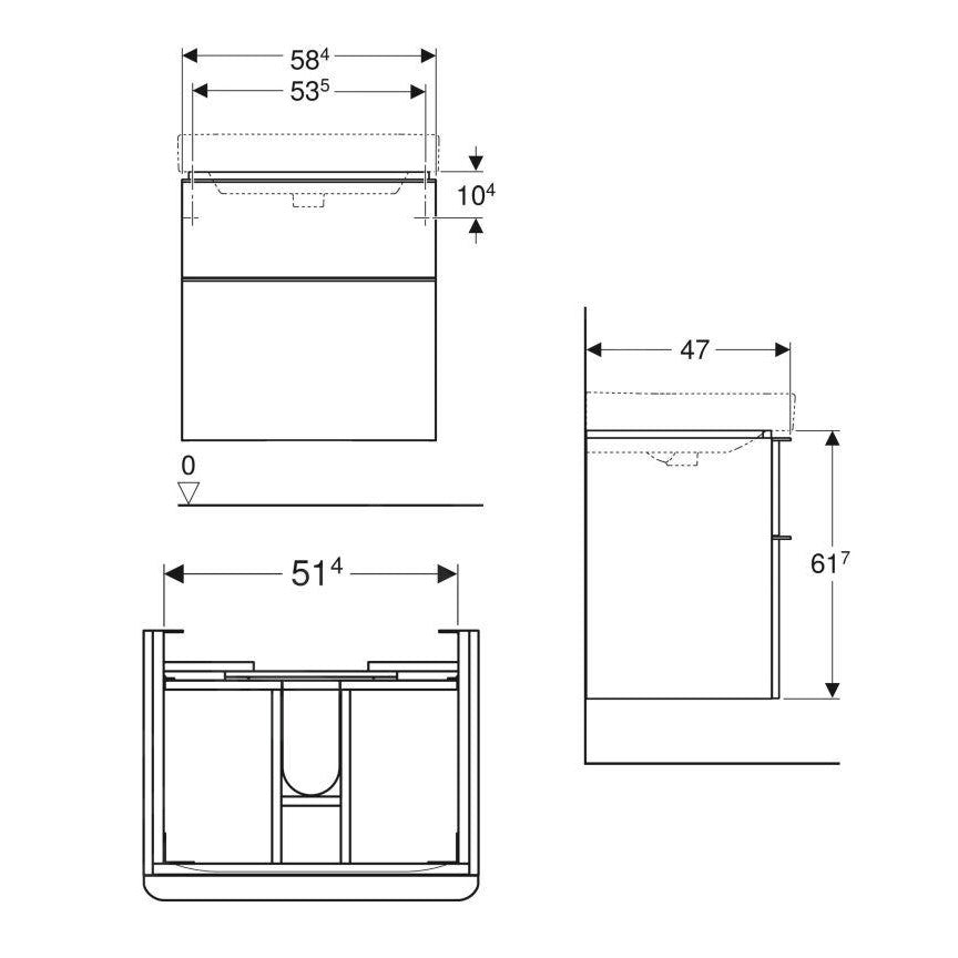 500.352.JL.1 Geberit Smyle Square 58 x 47 cm omarica za umivalnik