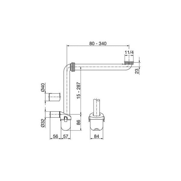 H8942500000001 Laufen sifon za umivalnik z omarico spodnji del