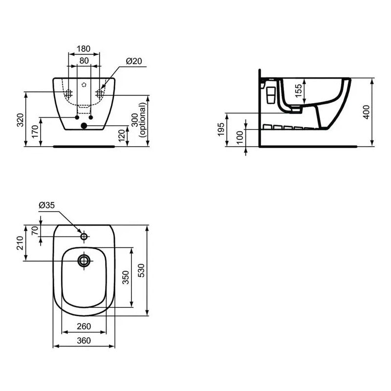 T457001 Ideal Standard Tesi viseči bide