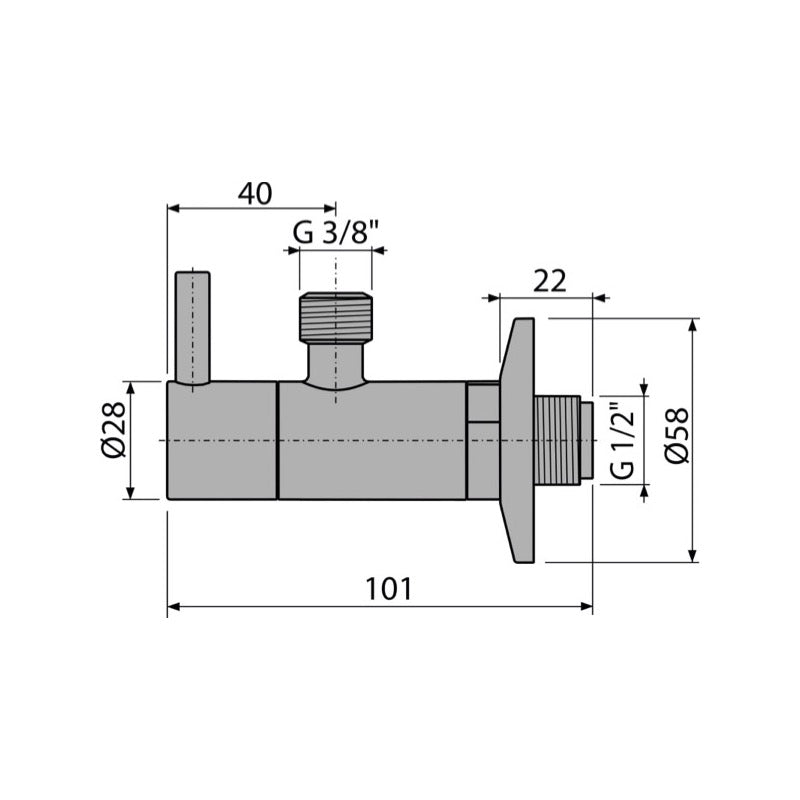 ARV001-G-B Alcaplast kotni ventil 1/2''-3/8''