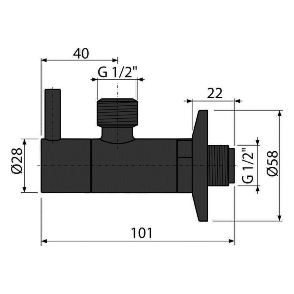 ARV003BLACK Alcaplast kotni ventil 1/2''-1/2'' črni