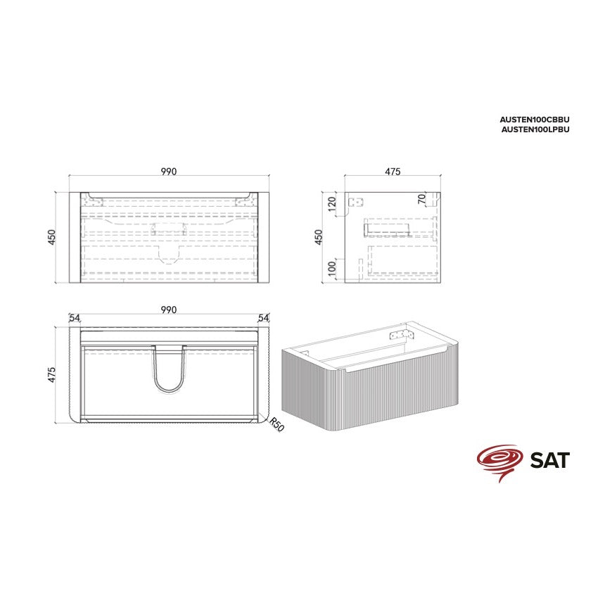 AUSTEN100CB Naturel Austen 99 x 47 cm umivalnik z omarico