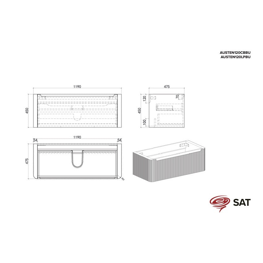 AUSTEN120CB Naturel Austen 119 x 47 cm umivalnik z omarico