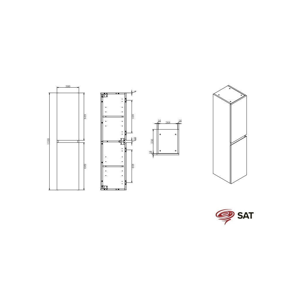 BWAY35OAKF SAT B-Way 133 x 35 x 30 cm visoka stranska omarica