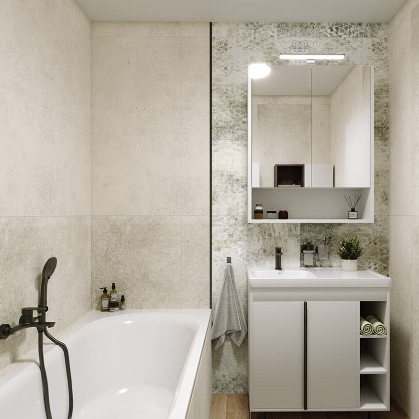 LUCCA80CABW Naturel Lucca 80 x 75 cm omarica z ogledalom