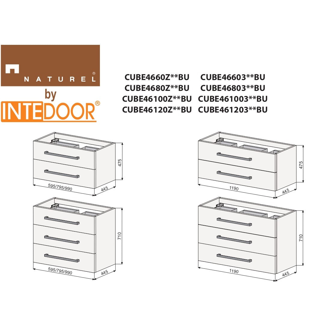 CUBE46602BEVER Naturel Cube Way 60 x 46 cm umivalnik z omarico