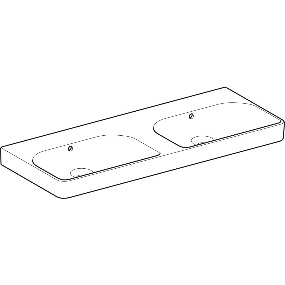 500.224.01.1 Geberit Smyle Square 120 x 48 cm dvojni keramični umivalnik brez odprtine za armaturo