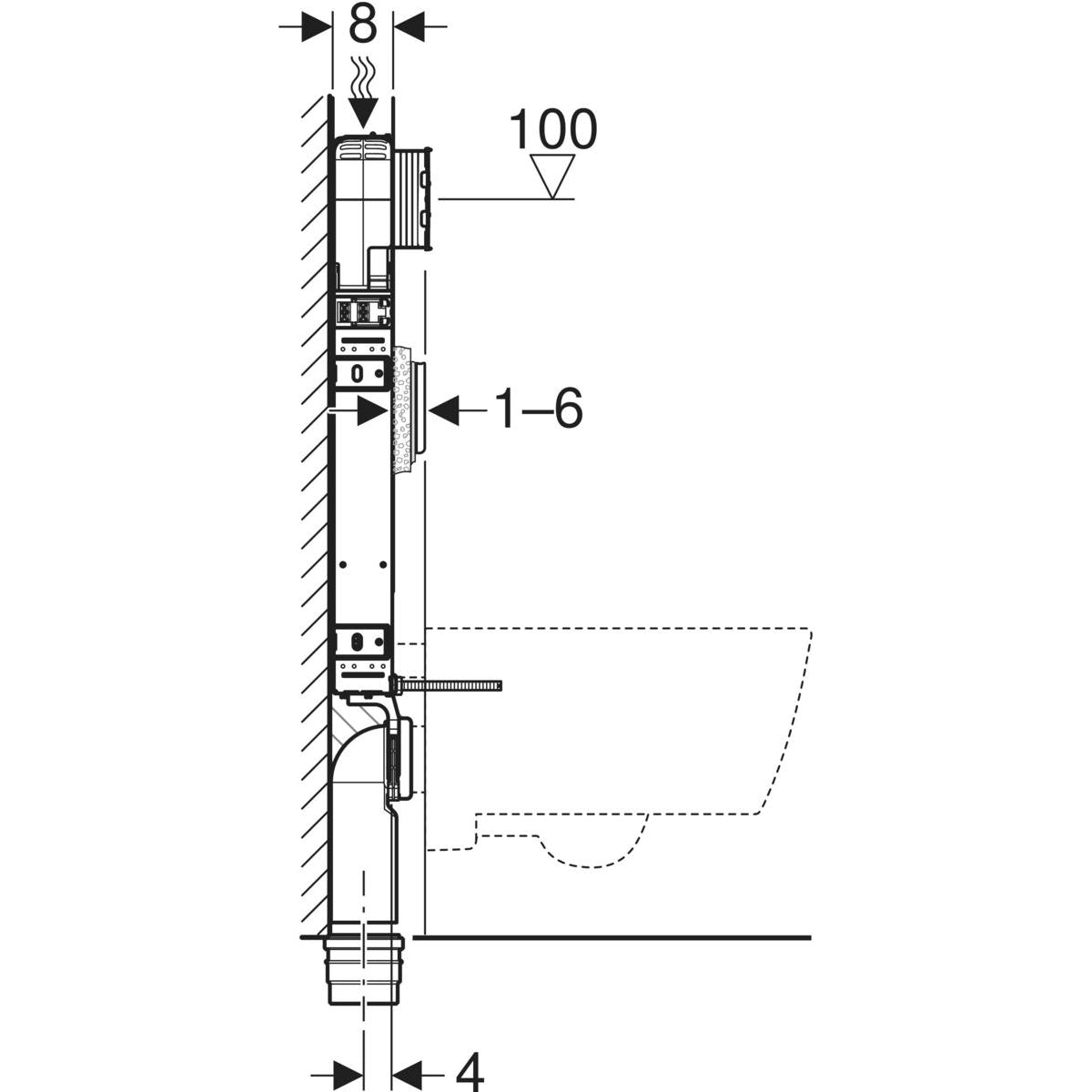 110.794.00.1 Geberit Kombifix Sigma 8cm podometni splakovalnik za WC školjko