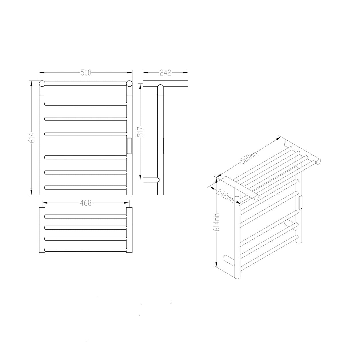 EHDR6078 SAT 61 cm x 50 električni kopalniški radiator