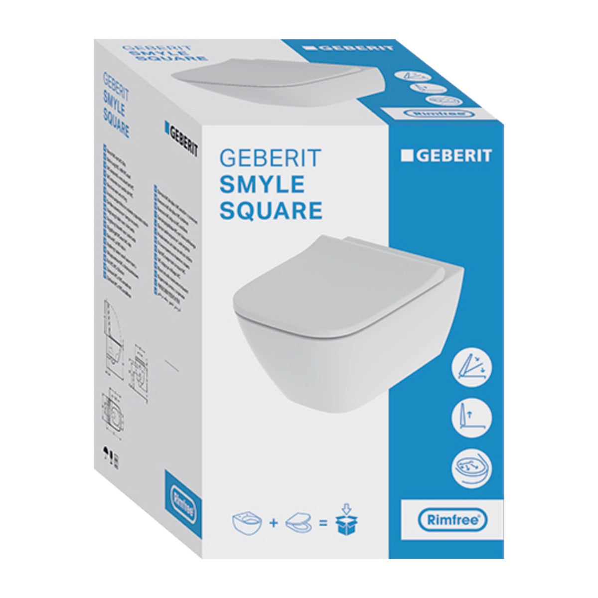 SIKOGESSMD35 Geberit Smyle Square WC školjka s podometnim splakovalnikom Geberit Duofix 458.141.21.1 Delta35