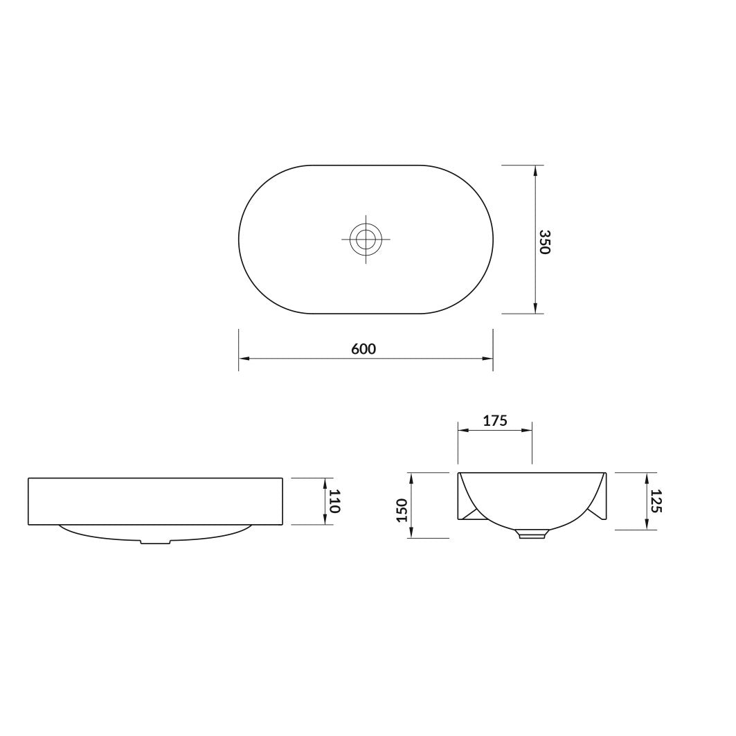 K671-009 Cersanit Inverto 60 x 35 cm ovalni nadpultni keramični umivalnik
