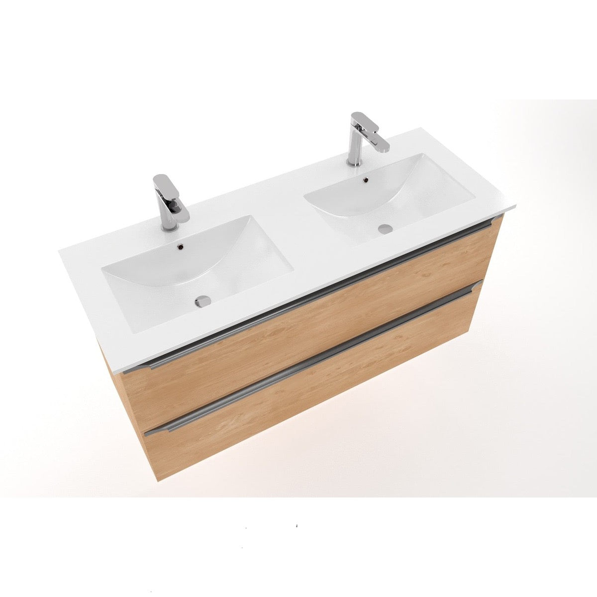 M2N12046 Naturel Modena 121 x 46 cm dvojni keramični umivalnik z 2 odprtinama