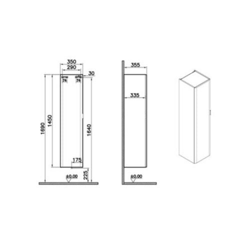 MIAPRV35D Vitra Mia 145 x 35 x 35 cm visoka stranska omarica