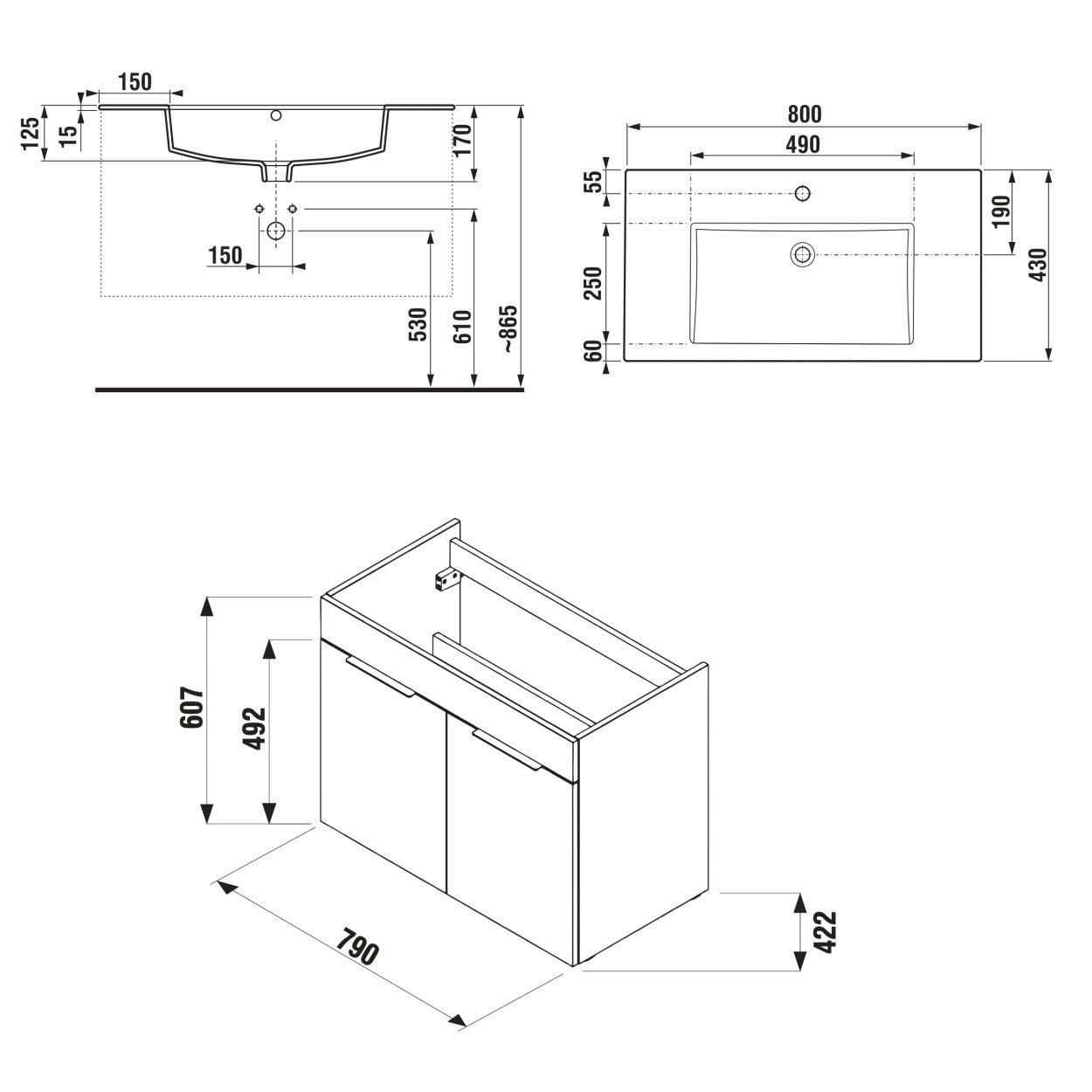 H4537621763001 Jika Cube 80 x 44 cm umivalnik z omarico