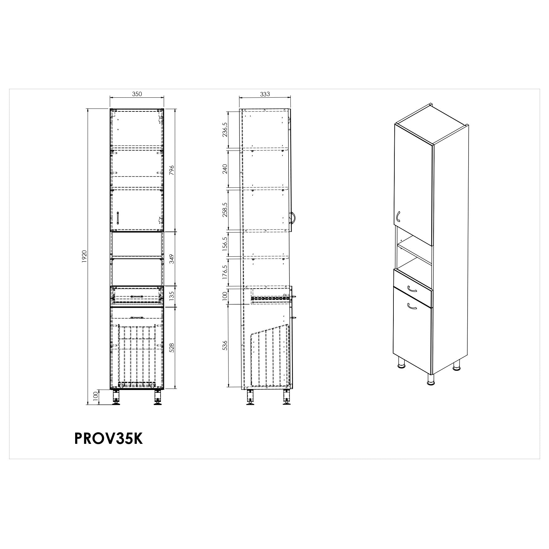 PROV35K Naturel Keramia Pro 190 x 35 x 33 cm prostostoječa visoka kopalniška omarica