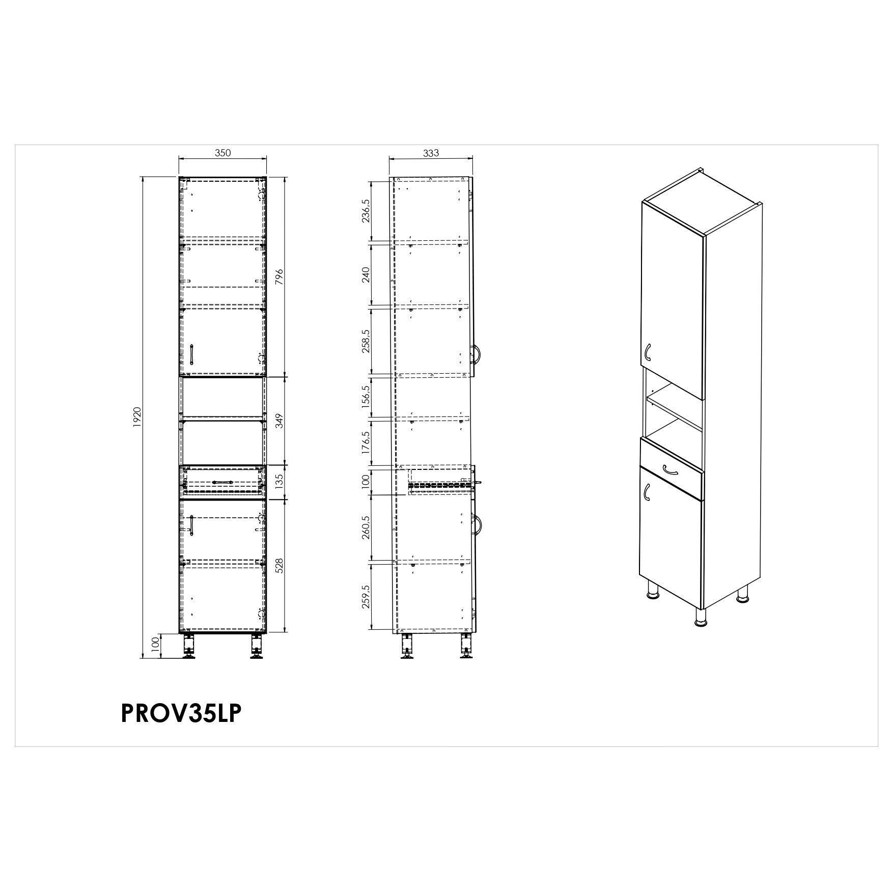 PROV35LP Naturel Keramia Pro 190 x 35 x 33 cm prostostoječa visoka kopalniška omarica