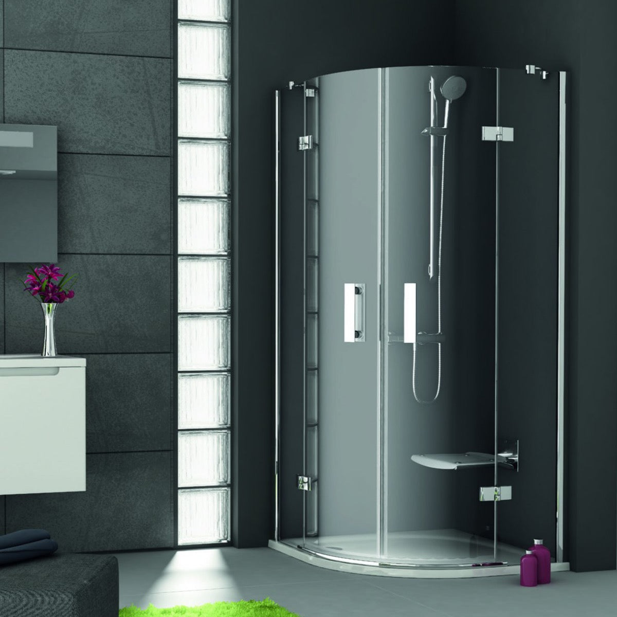 3S277A00Y1 Ravak SmartLine  90 x 90 polkrožna tuš kabina