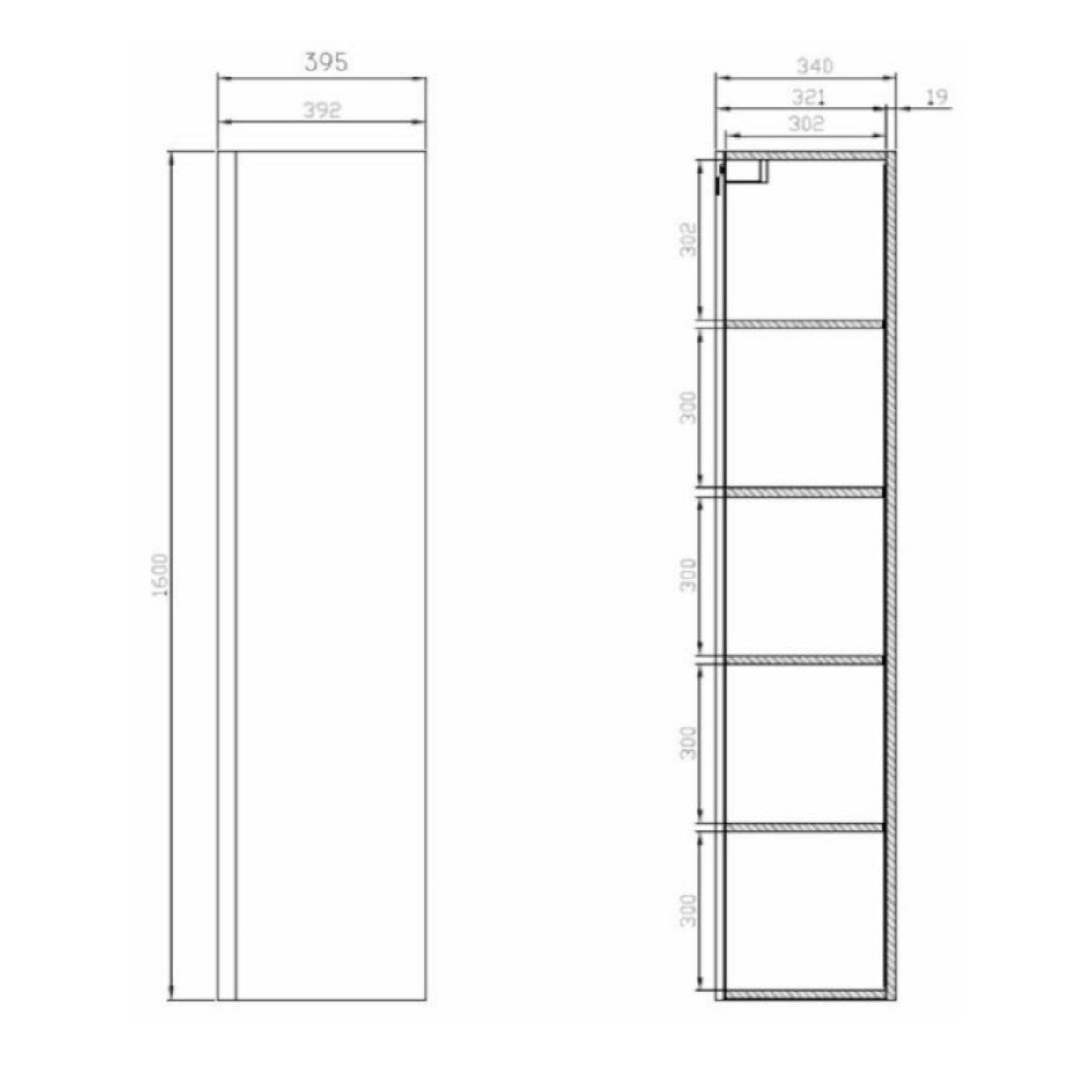 S929-020 Cersanit Dormo 160 x 40 x 34 cm visoka stranska omara