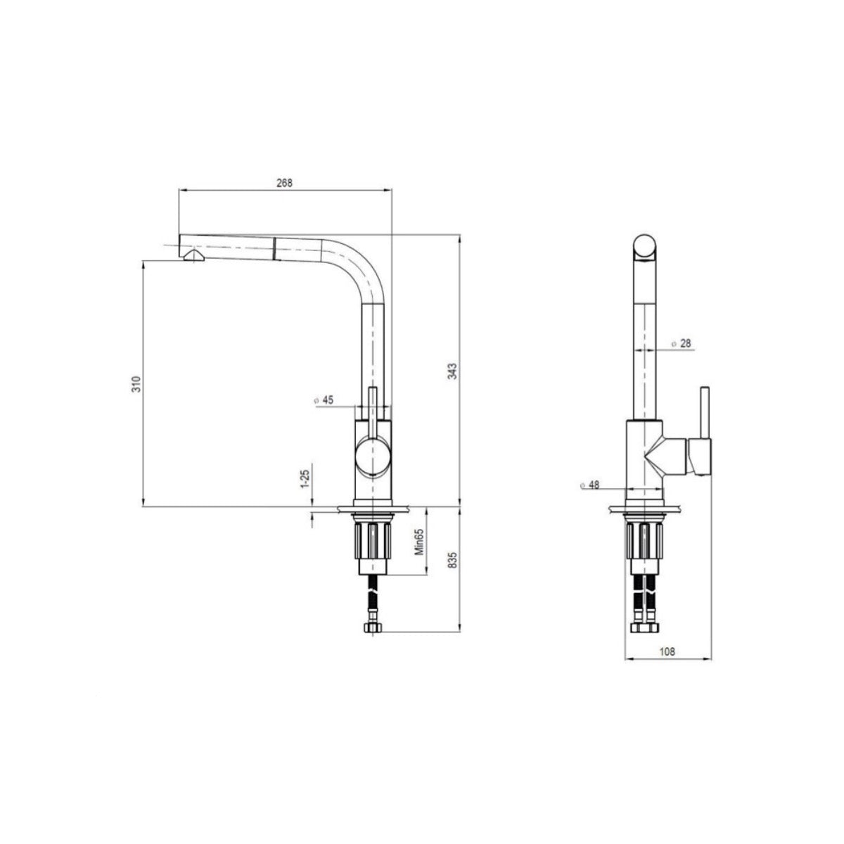 SATBSD289L SAT vrtljiva izvlečna kuhinjska armatura za pod okno
