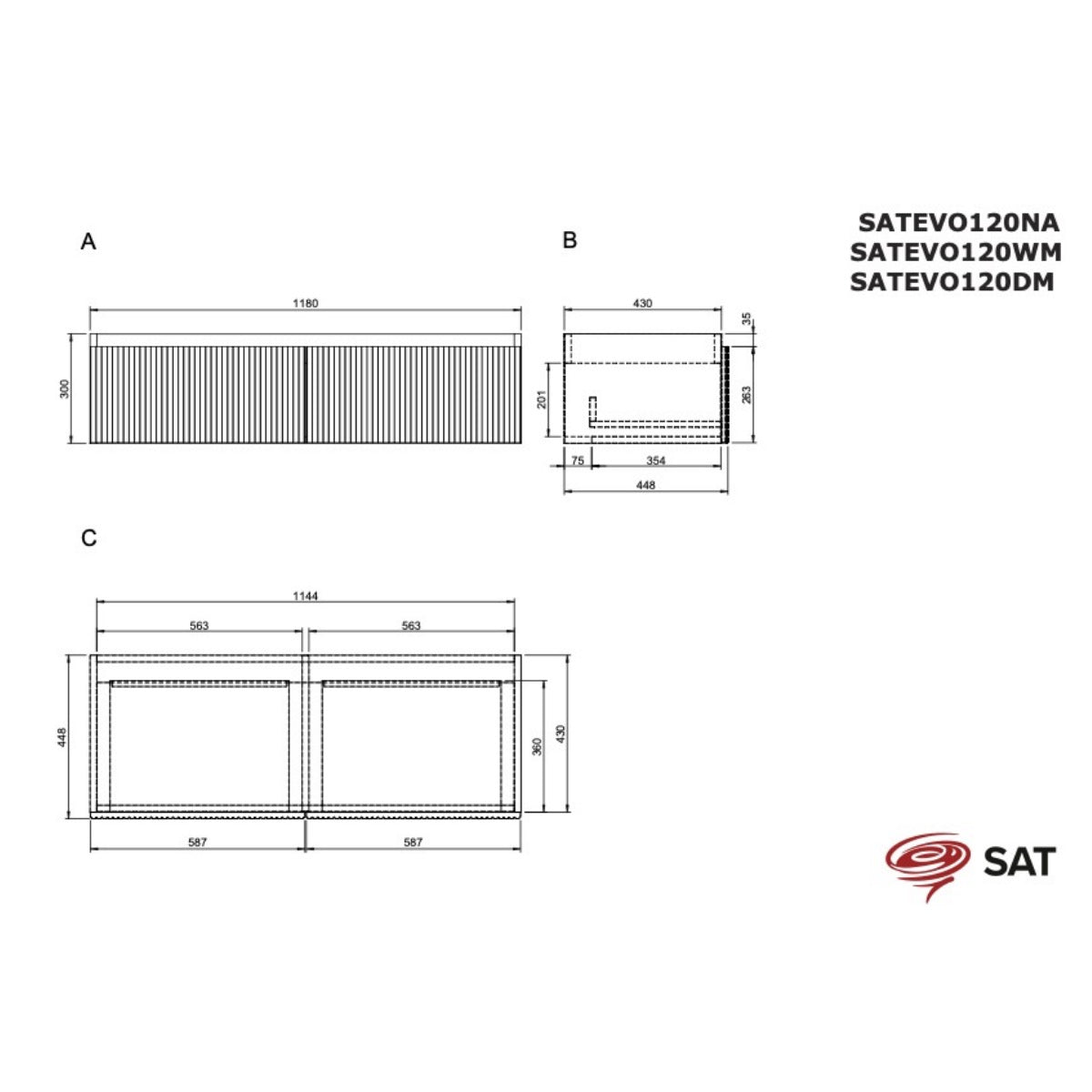 SATEVO120WMZ SAT Evolution 120x46 cm omarica za umivalnik z granitnim pultom