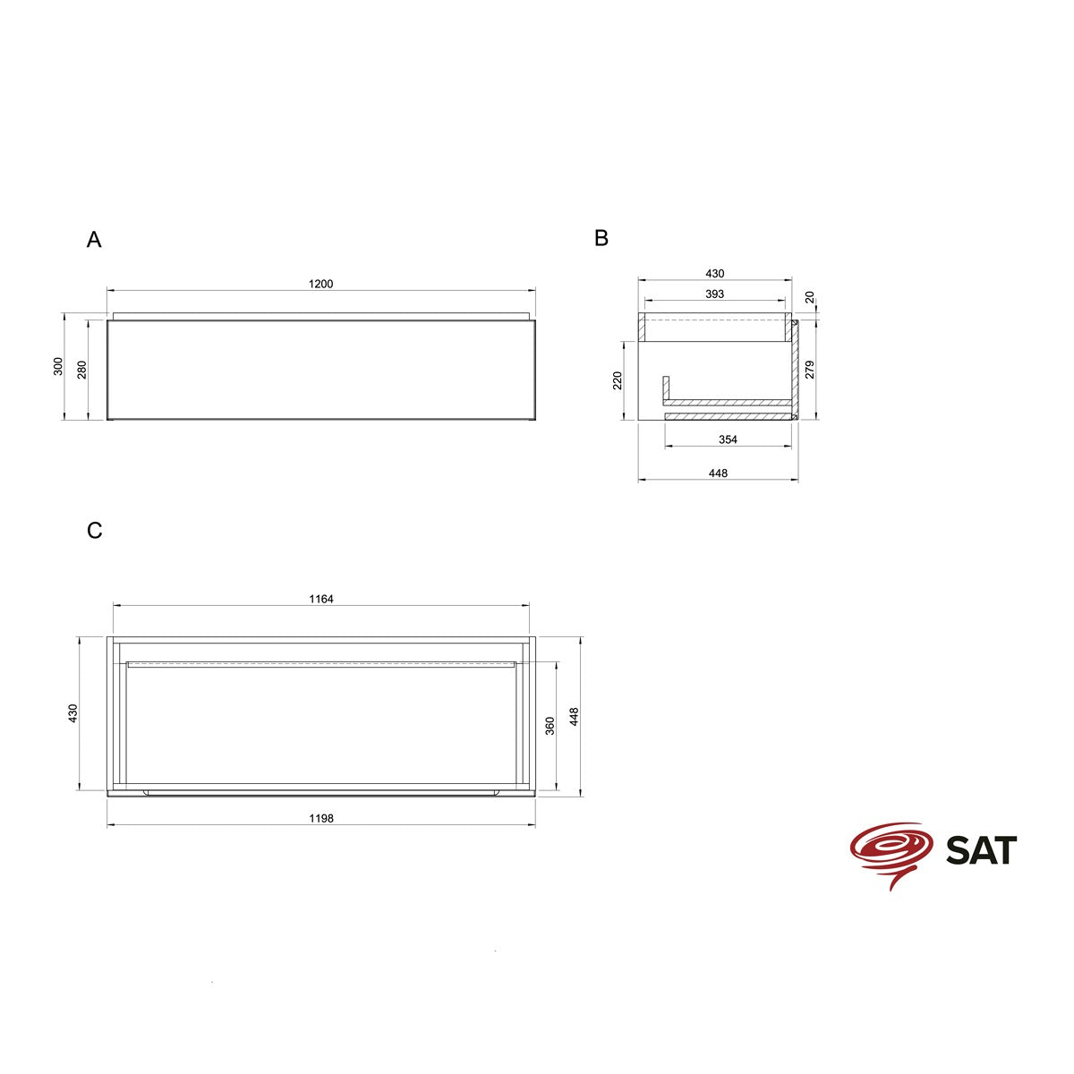 SATFEEL120BED SAT Feel 120x46 cm omarica za umivalnik