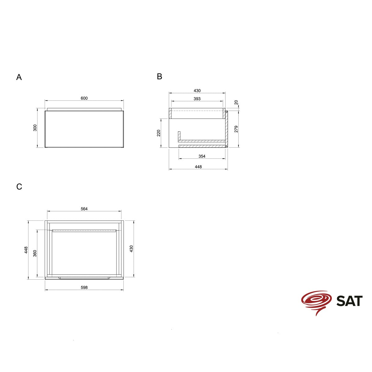 SATFEEL60DMZ SAT Feel 60x46 cm omarica za umivalnik z granitnim pultom