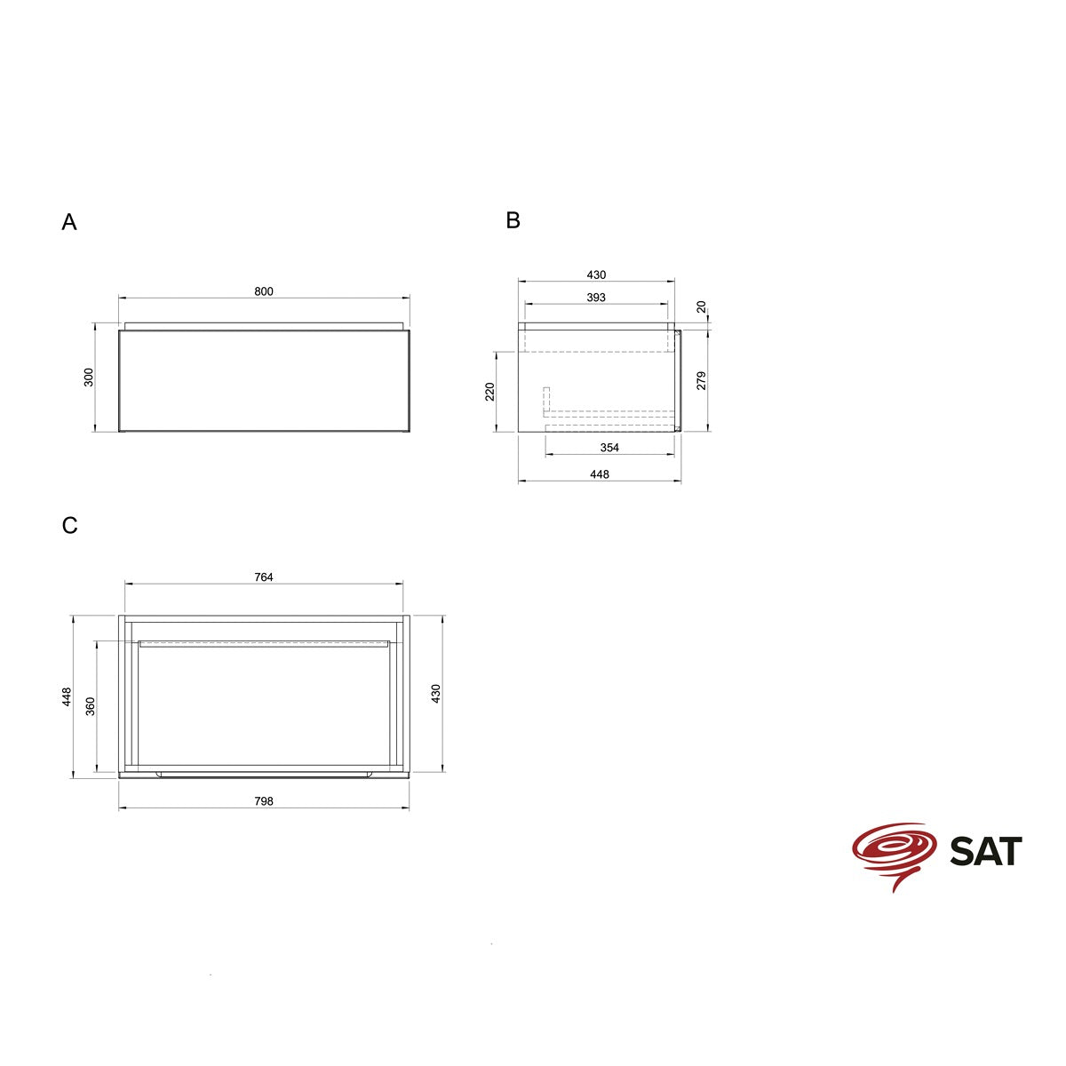 SATFEEL80DMZ SAT Feel 80x46 cm omarica za umivalnik z granitnim pultom
