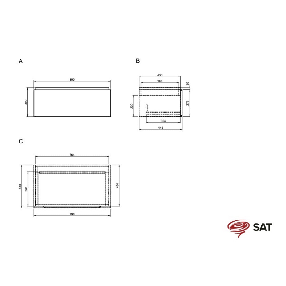 SATFEEL80BEU2 SAT Feel 80 x 46 cm umivalnik z omarico