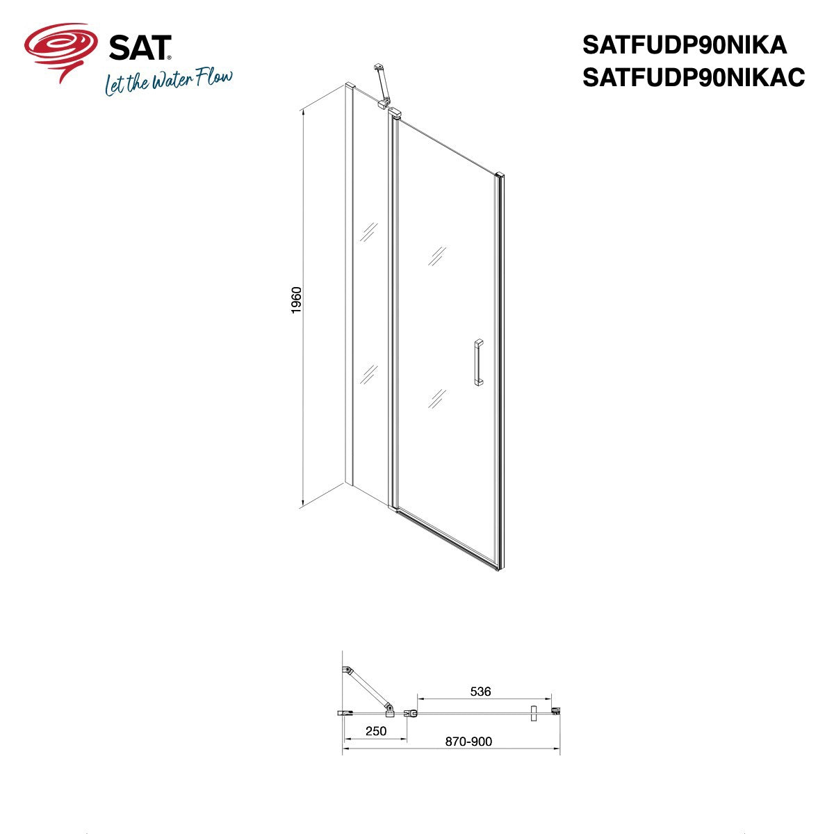 SATFUDP90NIKA SAT Fusion 90 cm tuš vrata