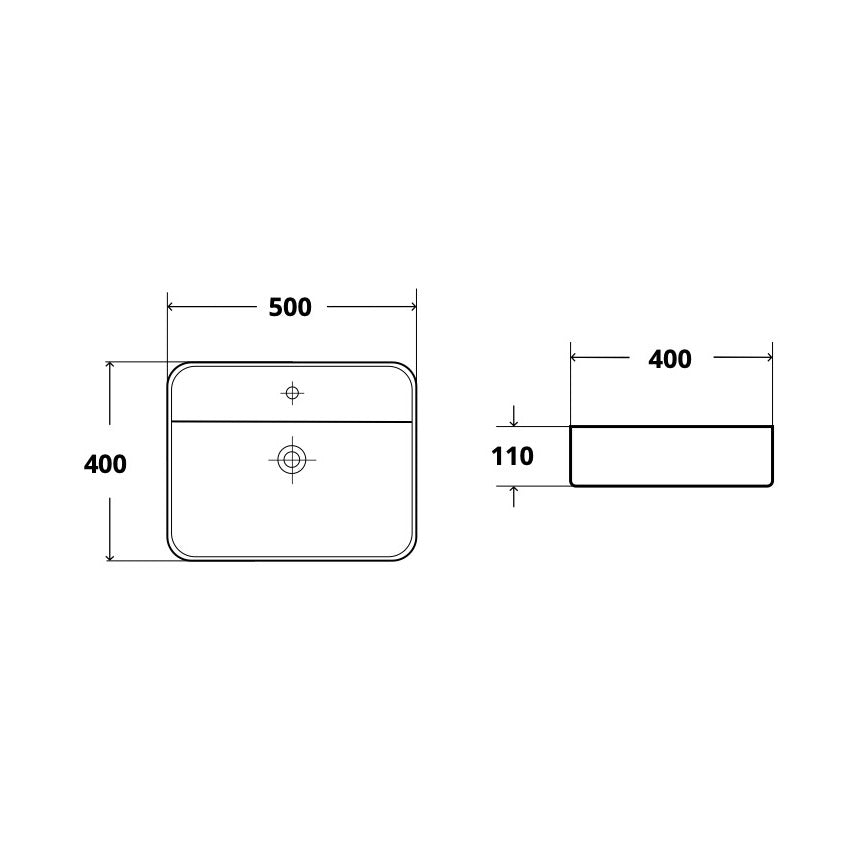 SATINF4050 SAT Infinitio 50 x 40 cm nadpultni keramični umivalnik z odprtino za armaturo